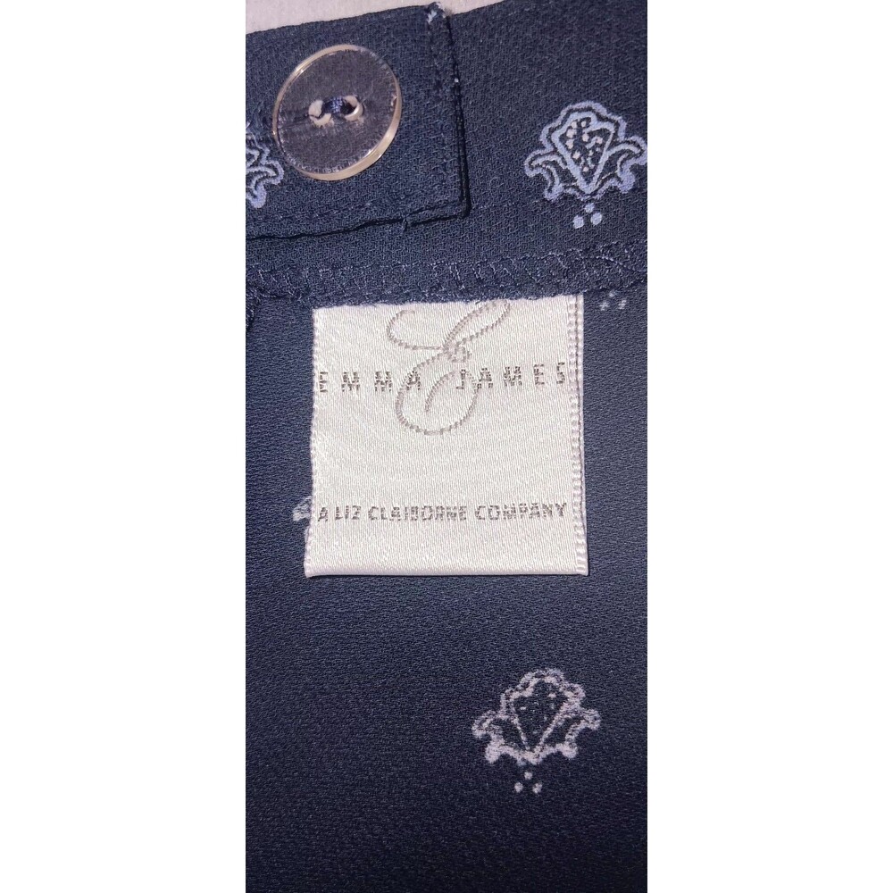 VTG Emma James Liz Claiborne Faux Wrap Maxi Skirt 12 Navy Blue Bandana Festival - Picture 2 of 11
